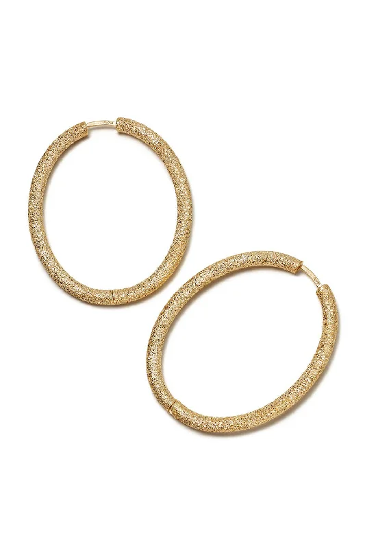 Florentine Finish Large Oval Hoop Earrings