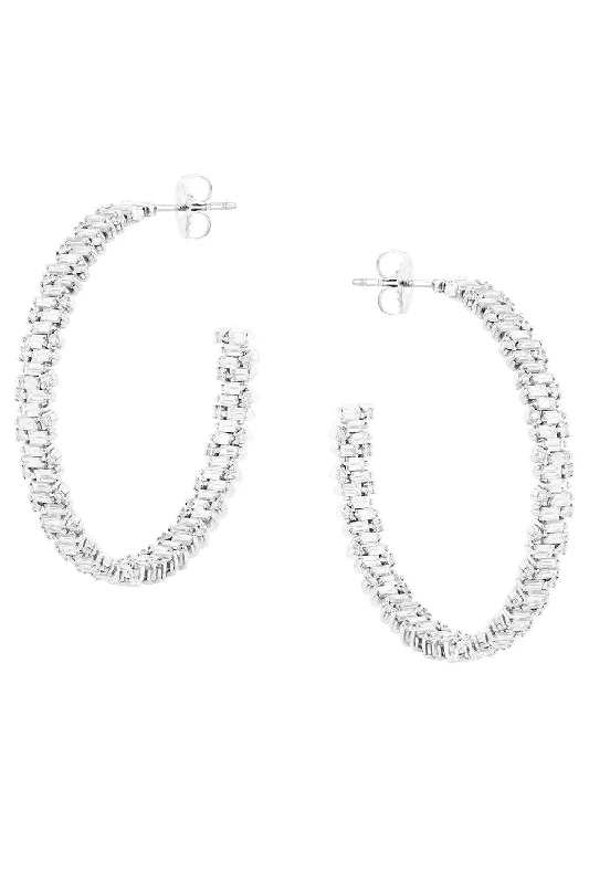 Diamond Baguette Hoops - 45m