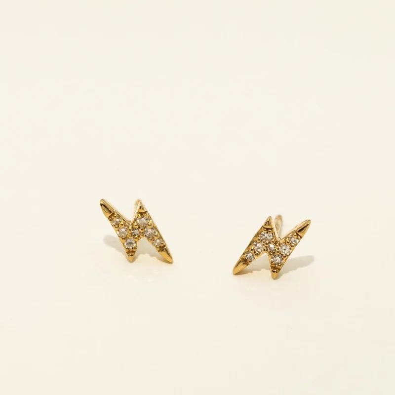 Diamond Lightning Bolt Stud Earrings in 10kt Yellow Gold (1/10ct tw)