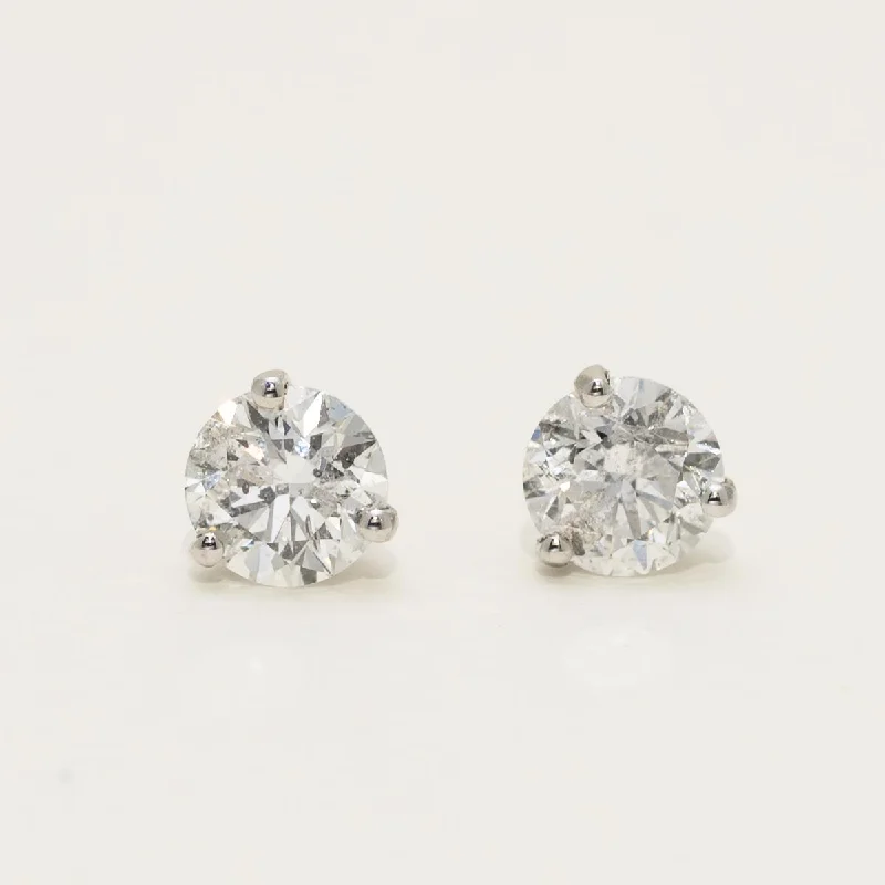 Diamond Martini Style Stud Earrings in 14kt White Gold (3ct tw)