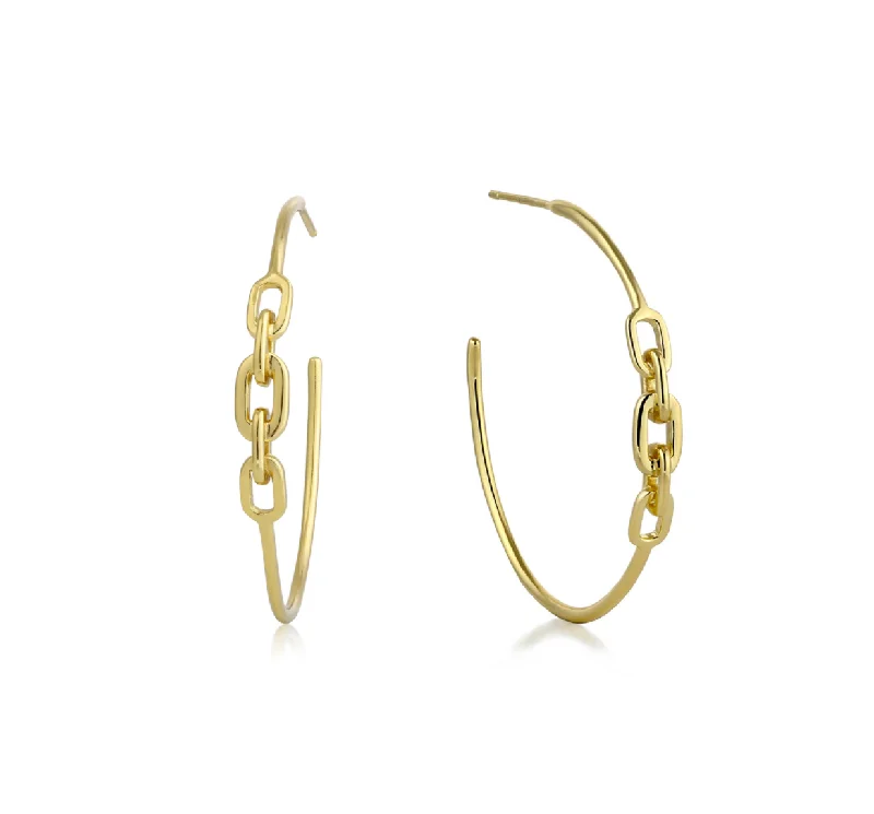 Gold Links Hoop Earrings