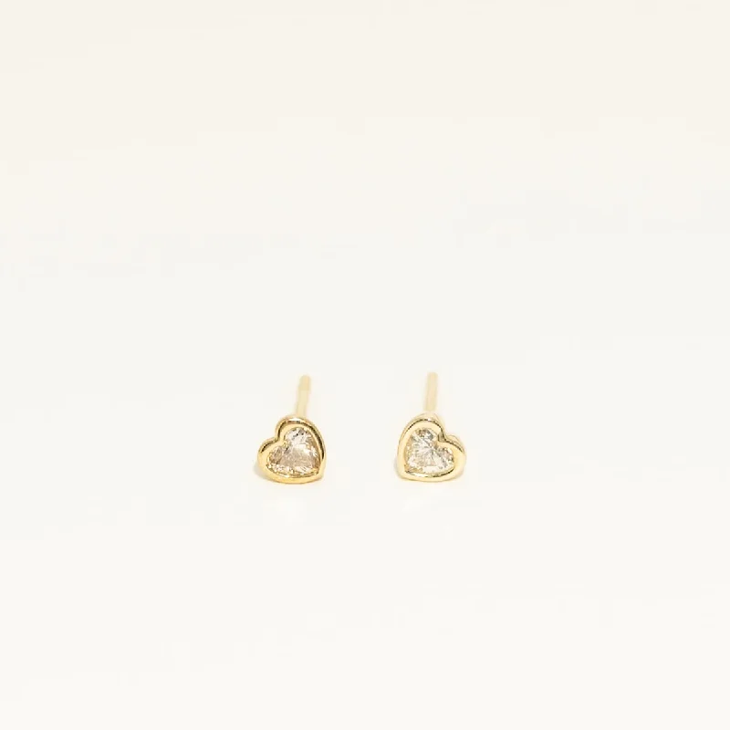 Heart Shape Diamond Bezel Stud Earrings in 10kt Yellow Gold (1/5ct tw)