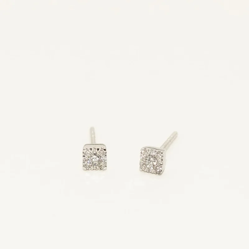 Lovebright Diamond Square Stud Earrings in 10kt White Gold (1/7ct tw)