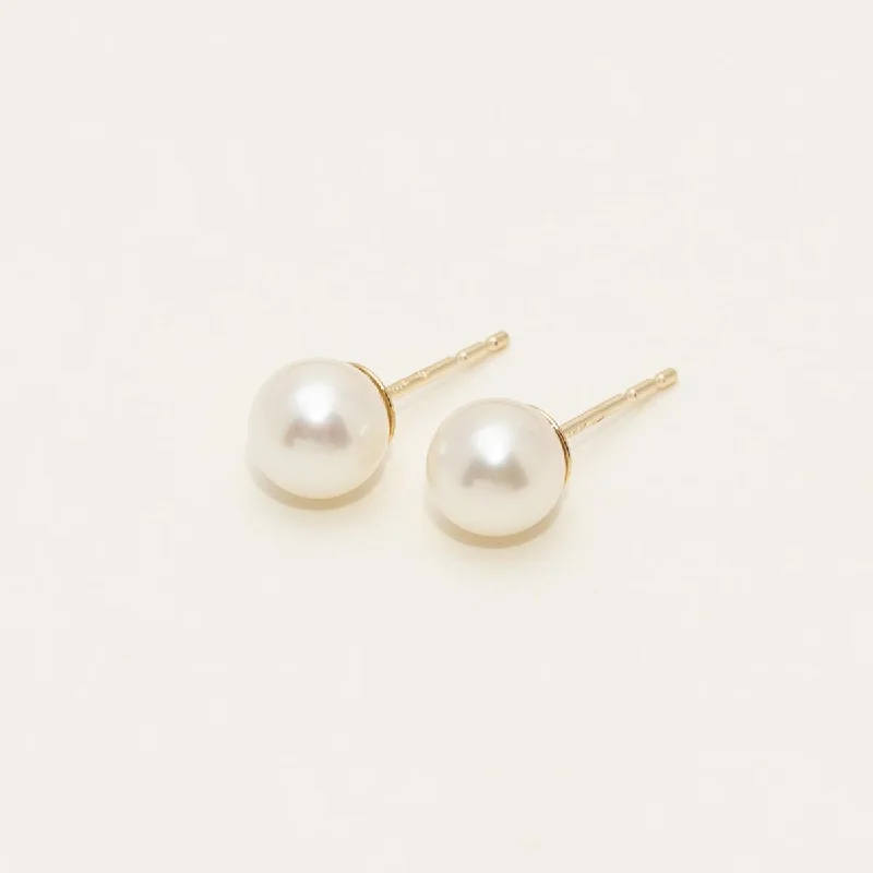 Mastoloni Cultured Akoya Pearl Stud Earrings in 14kt Yellow Gold (5.5-6mm pearls)