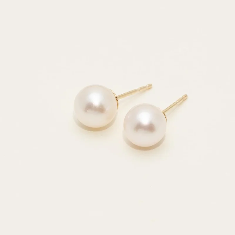 Mastoloni Cultured Akoya Pearl Stud Earrings in 14kt Yellow Gold (6.5-7mm pearls)