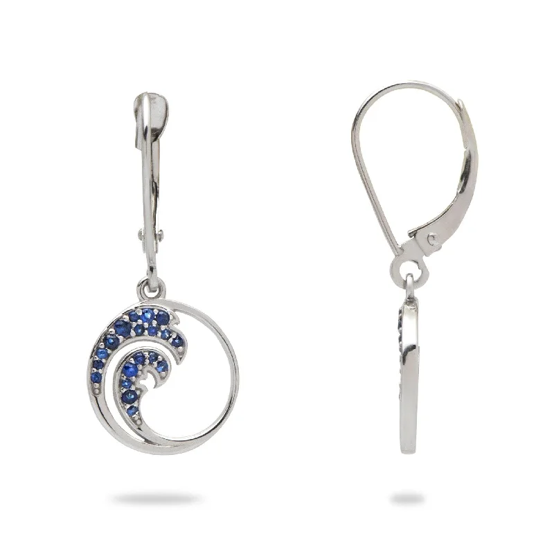 Nalu Earrings in White Gold with Blue Sapphires - 12mm