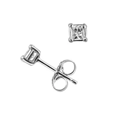 Northern Star Princess Cut Diamond Stud Earrings in 14kt White Gold (1/4ct tw)