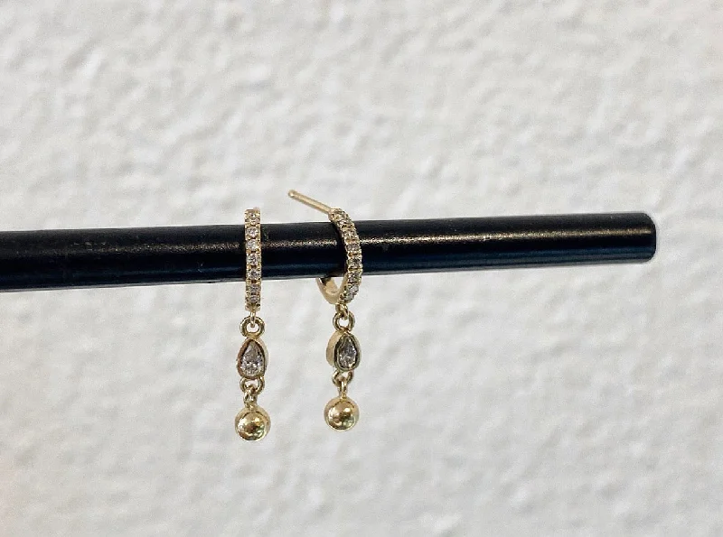 Pear Diamond Huggie Hoop Earrings