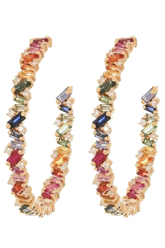 Rainbow Sapphire Hoops - 45mm