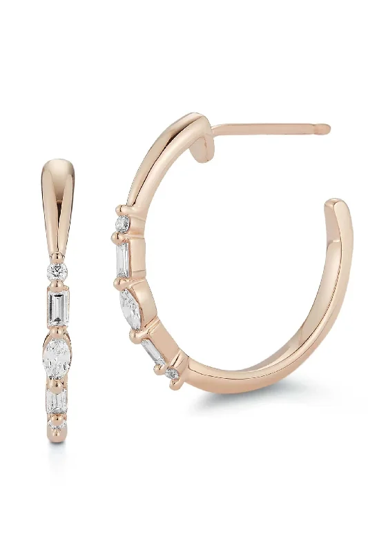 Rose Gold Alexa Jordyn Marquise Diamond Hoops