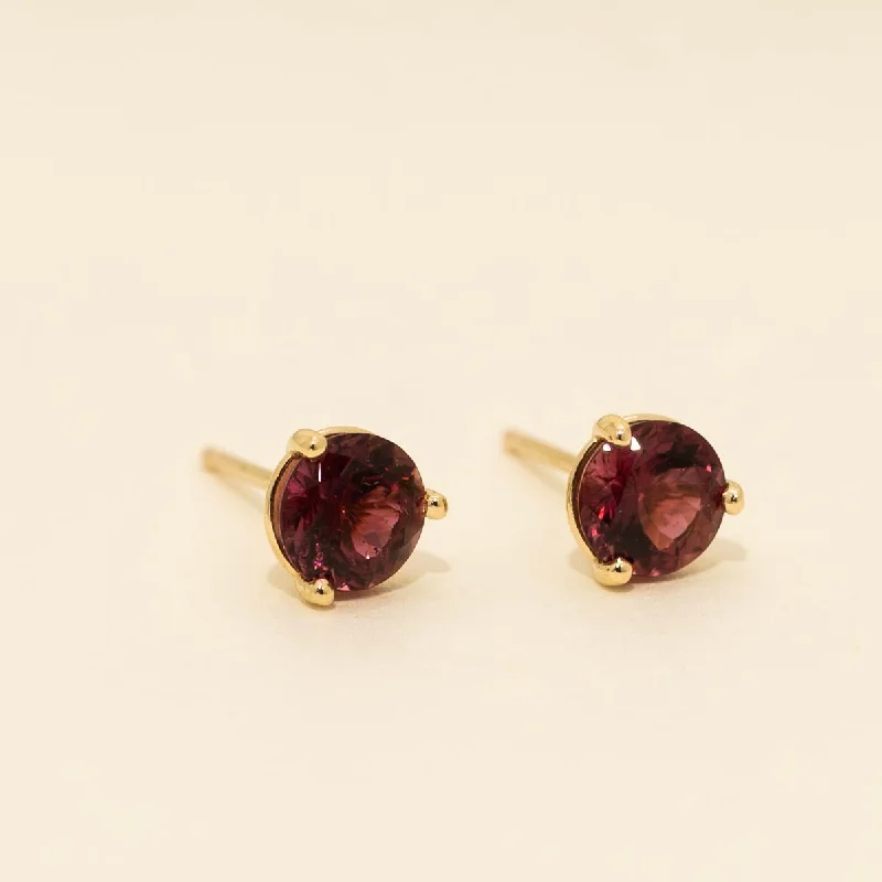 Round Pink Tourmaline Stud Earrings in 14kt White Gold