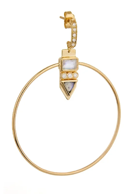 Totem Moonstone Single Hoop Earring