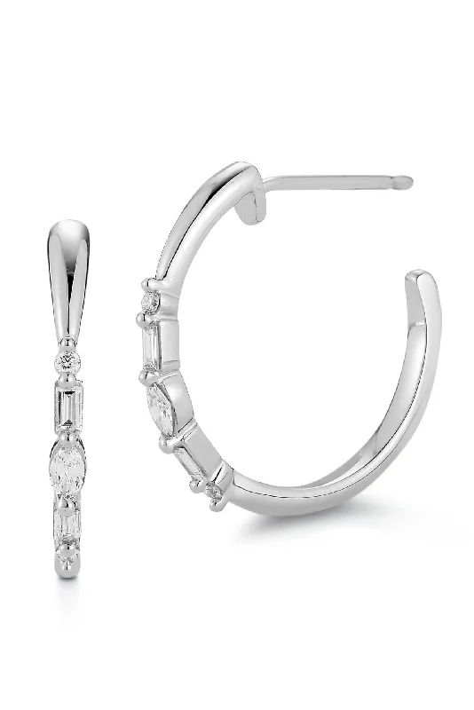 White Gold Alexa Jordyn Marquise Diamond Hoops