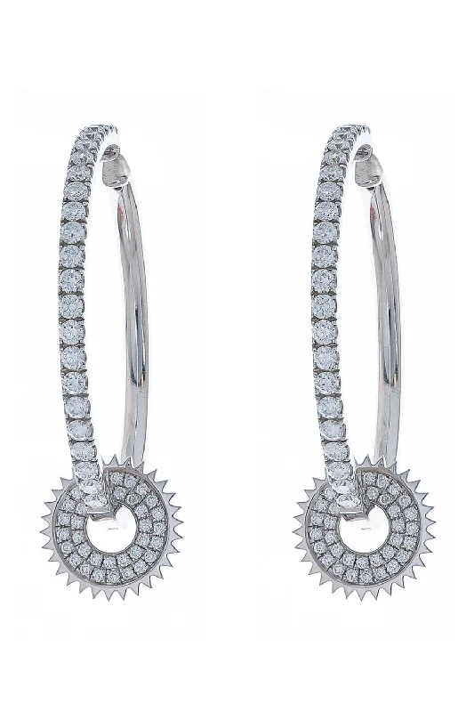 White Gold Giant Orb Diamond Hoops