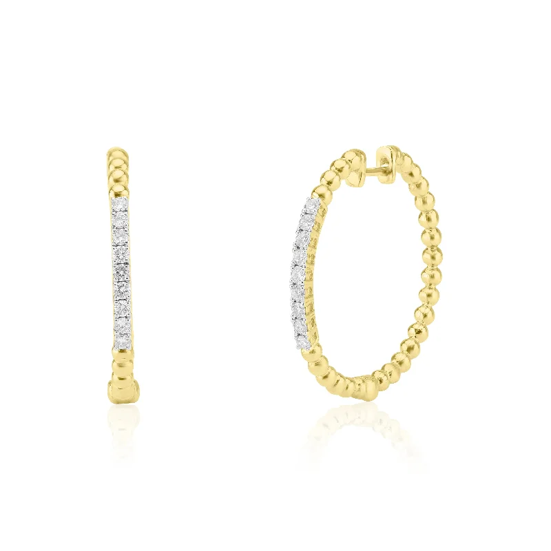 Beaded Diamond Hoop Earrings