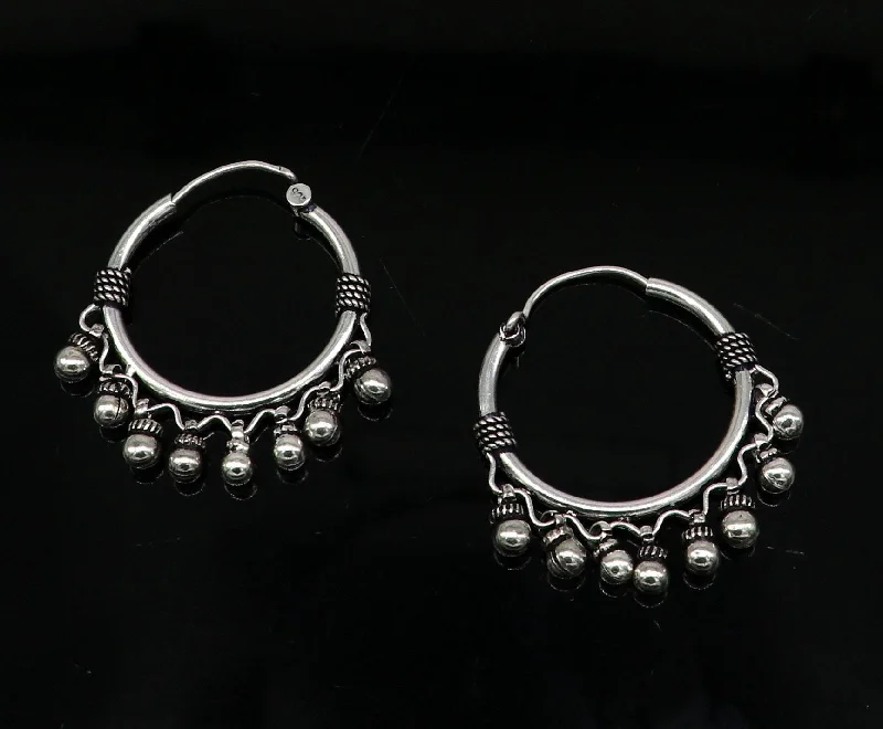 925 sterling silver handmade fabulous hoops earring with gorgeous hanging drops, customized large earring personalized gift ear544