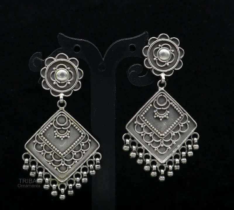 925 sterling silver handmade vintage antique ethnic design customized stud earring gorgeous hanging drops tribal earrings s962