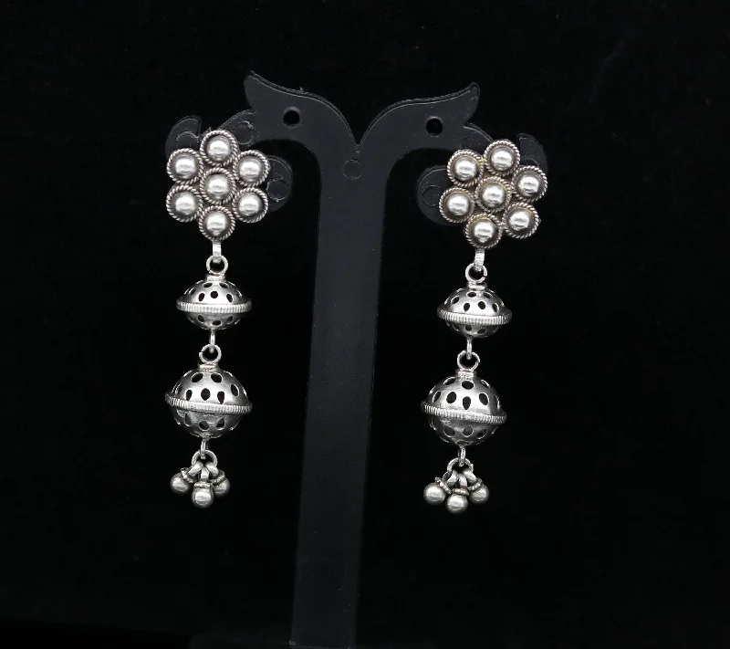 Amazing 925 sterling silver handmade customized vintage antique style drop dangle peacock stud earring tribal belly dance jewelry ear475