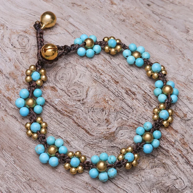 Blooming with Love Calcite Beaded Macrame Bracelet from Thailand