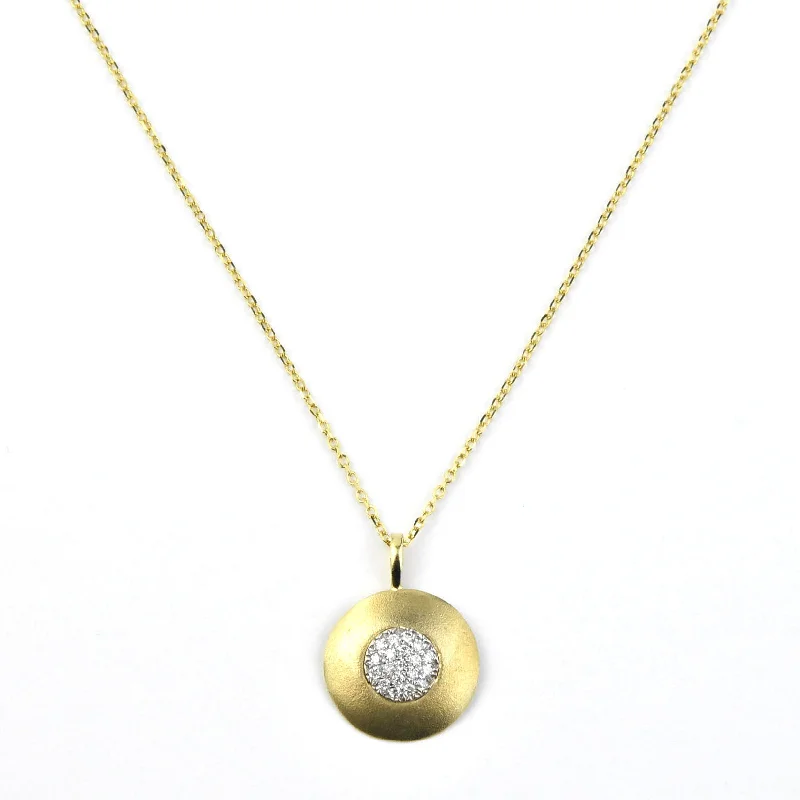 Diamond and 14k Yellow Gold Disc Necklace