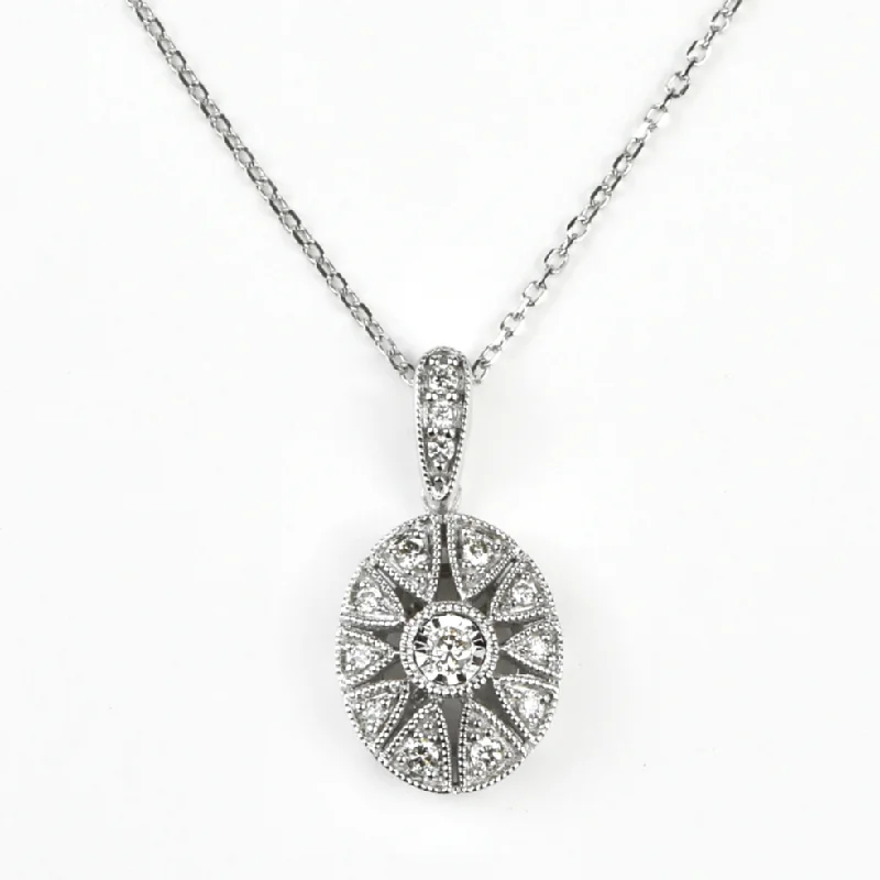 Oval Diamond Starburst Necklace