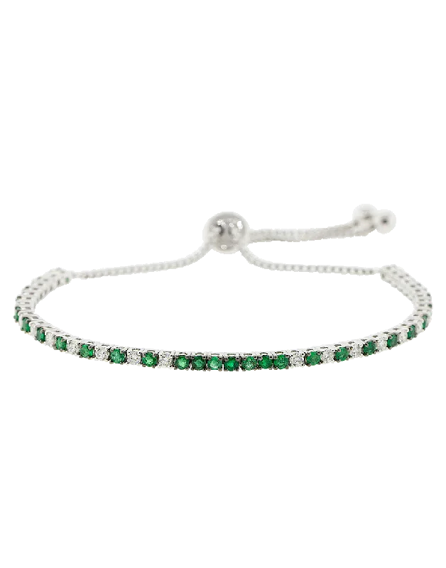 Emerald And White Diamond Bolo Bracelet