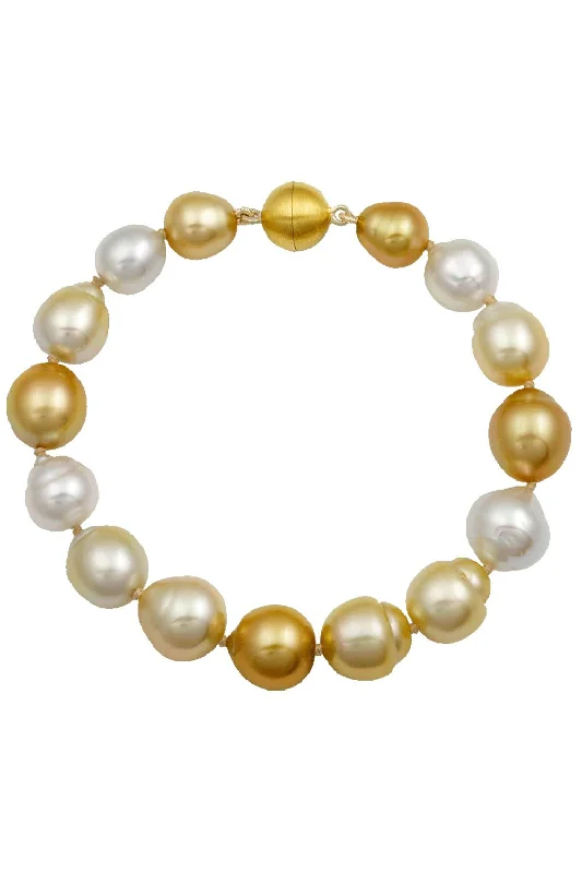 Gold And White South Sea Pearl Bracelet