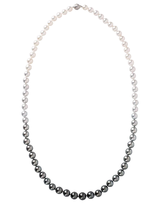 Ombre Tahitian And White Akoya Pearl Necklace