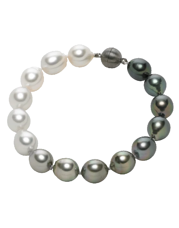 Ombre Tahitian And White Pearl Bracelet