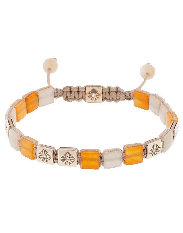 Peach Moonstone And Carnelian Lock Bracelet