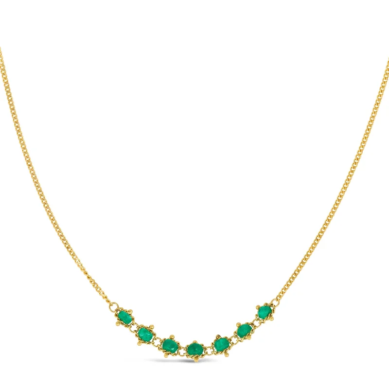 Petite Textile Row Necklace in Emerald