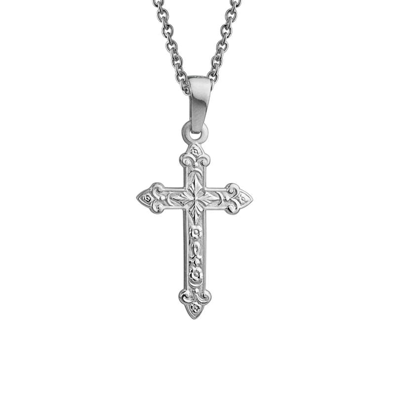 Sterling Silver Embossed Cross Necklace