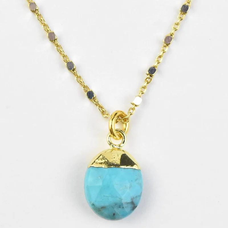 Turquoise Vermeil Necklace in Two Tone